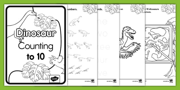 Dinosaur Counting To 10 Activity Booklet Professor Feito