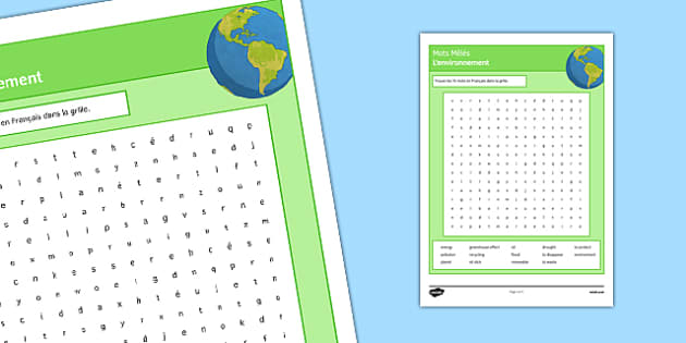 Mots M L S L Environnement French Hecho Por Educadores