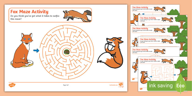 FREE Fox Maze Activity Worksheets Creat De Profesori