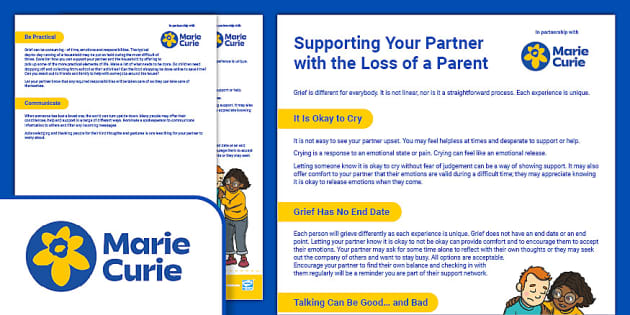 FREE Marie Curie Parent Guides Supporting Your Partner With The