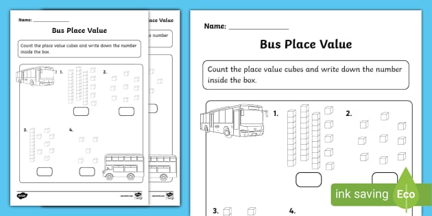 FREE Bus Place Value Activity Sheet Twinkl