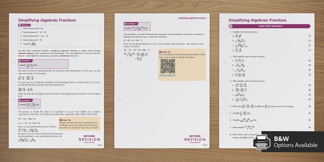 Simplifying Algebraic Fractions Teacher Made Twinkl