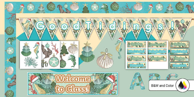 Coastal Christmas Bulletin Board Pack Hecho Por Educadores