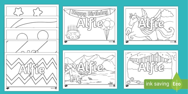 Free Alfie Name Simple Colouring Activity Sheet Twinkl Ks