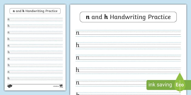 N And H Handwriting Practice Worksheet Teacher Made