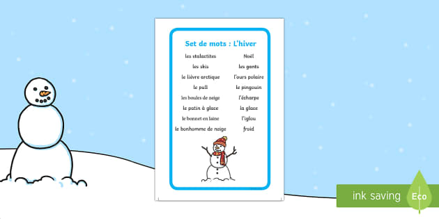 Set De Mots L Hiver Teacher Made Twinkl