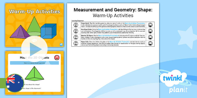 Year Shape D Shapes D Objects Warm Up Activities Pack