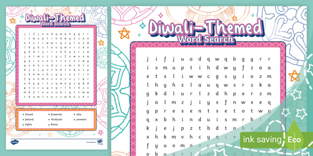 Hindu Diwali Themed Word Search Ages 5 7 Teacher Made