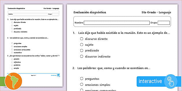 Examen diagnóstico to grado Lenguaje y comunicación en PDF