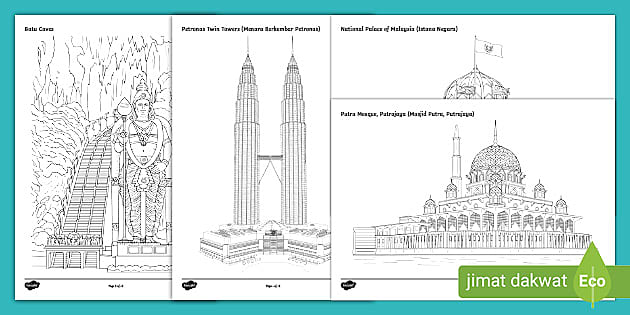 Malaysian Landmarks Colouring Pages Lehrer Gemacht