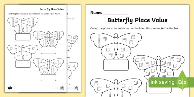 FREE Butterfly Place Value Activity Sheet Twinkl