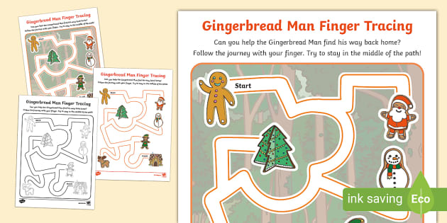 Gingerbread Man Finger Tracing Activity Lehrer Gemacht