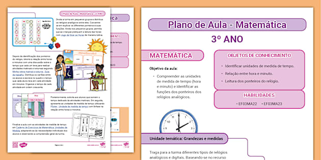 Plano de aula 3º ano Matemática Unidades de medida de tempo