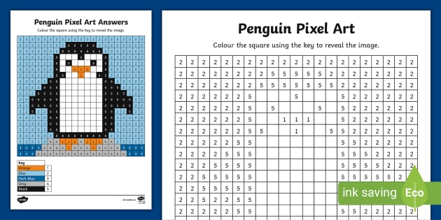 Penguin Pixel Art Template L Insegnante Ha Fatto Twinkl