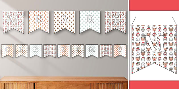 Low Ink Christmas Printable Bunting Twinkl Party Twinkl