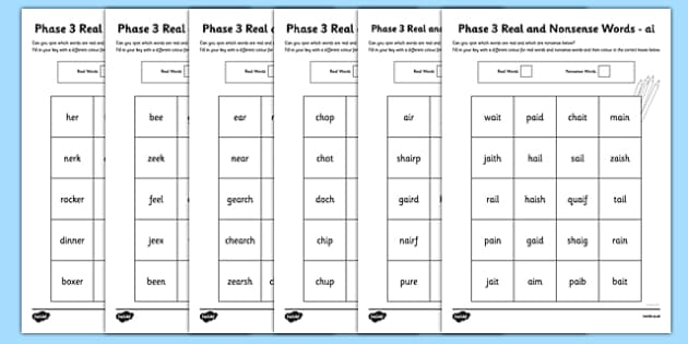 Phase 3 Colour By Phoneme Real And Nonsense Words Worksheet Worksheet