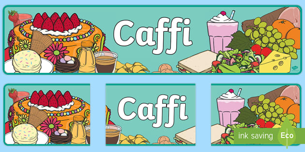 Free Cafe Role Play Banner Welsh Translation Twinkl