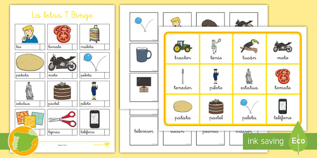 Bingo La Letra T Professor Feito Twinkl