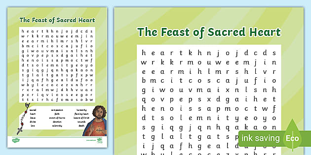 Feast Of The Sacred Heart Word Search Primary Resource