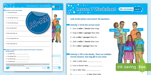 ESL Curriculum Level 5 Lesson 7 Worksheet Teacher Made