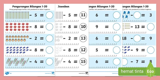 Lembar Kerja Pengurangan Sampai Teacher Made Twinkl