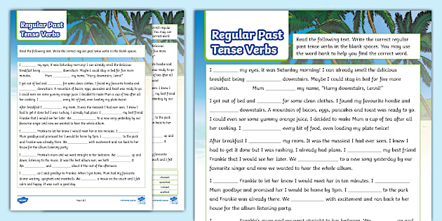 Regular Past Tense Verbs Cloze Worksheet Profesor Hizo