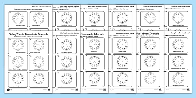 Telling Time In Five Minute Intervals Differentiated