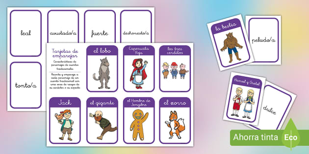 Tarjetas De Emparejar Caracter Sticas De Personajes De Cuentos