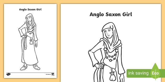 Anglo Saxon Girl Colouring Sheet Teacher Made Twinkl