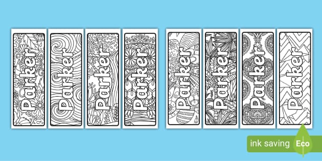 Free Parker Mindfulness Name Colouring Bookmarks Twinkl