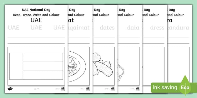 Uae National Day Trace And Colour Worksheet Worksheets