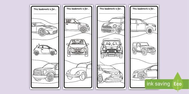 Car Bookmarks To Colour Hecho Por Educadores Twinkl