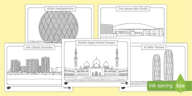 Abu Dhabi Landmarks Colouring Sheets Teacher Made Twinkl