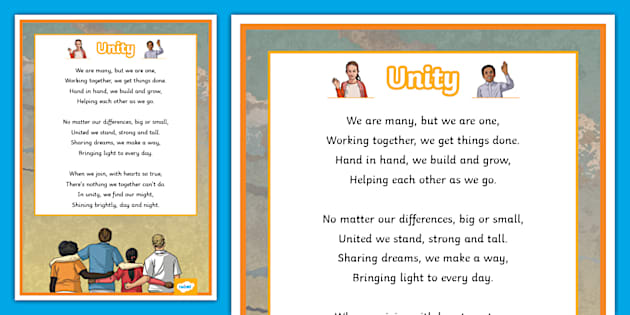 Unity Poem Display Poster Lehrer Gemacht Twinkl