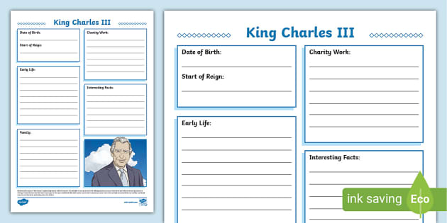 FREE King Charles III Fact File Template KS2 Twinkl