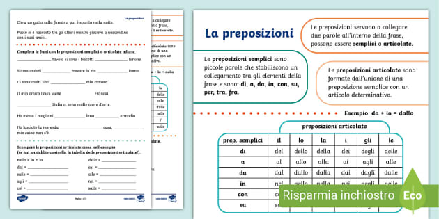 Esercizi Sulle Preposizioni Primaria Twinkl Twinkl