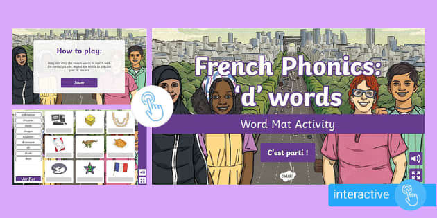 French Phonics D Words Interactive Word Mat Activity