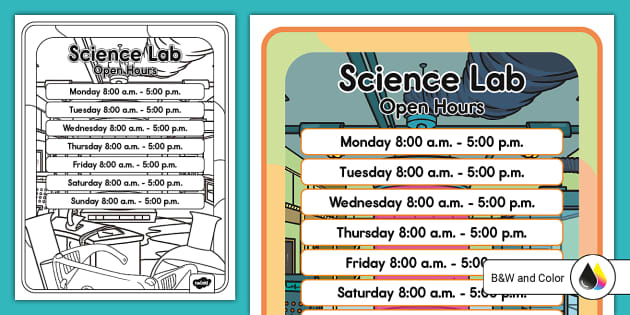 Science Lab Dramatic Play Hours Sign L Enseignant A Fait