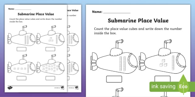 FREE Submarine Place Value Activity Sheet Teacher Made