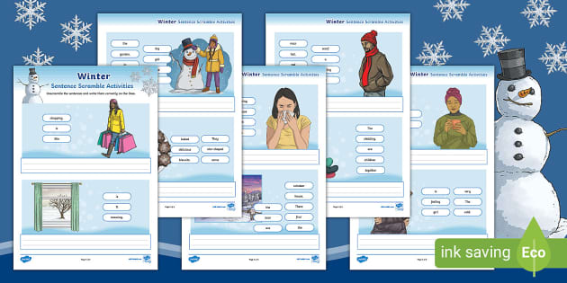 Winter Sentence Scramble Activities For Learners Of Eal