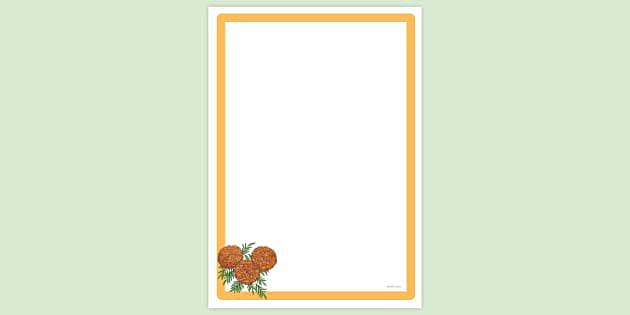 Free Simple Blank Marigold Flower Page Border Twinkl