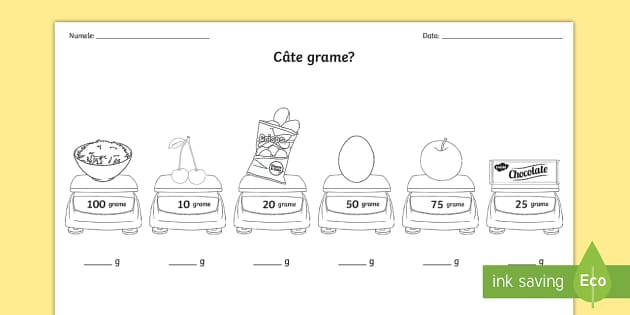 Câte grame Fișă de lucru teacher made Twinkl