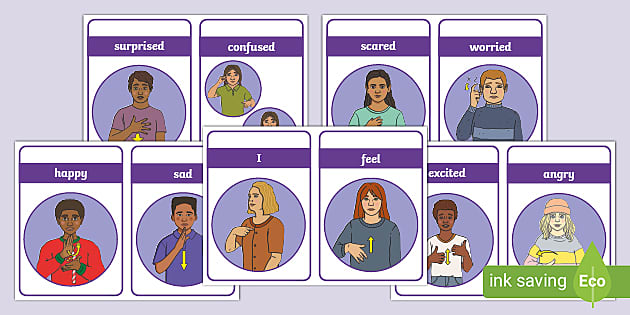 Auslan Emotions KS1 Flashcards Teacher Made Twinkl