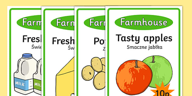 Farm Shop Role Play Display Posters Polish Translation