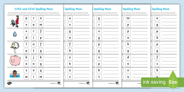 CVCC And CCVC Spelling Maze Worksheet Teacher Made