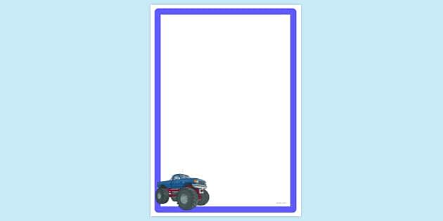 Free Simple Blank Monster Truck Page Border Page Borders Twinkl