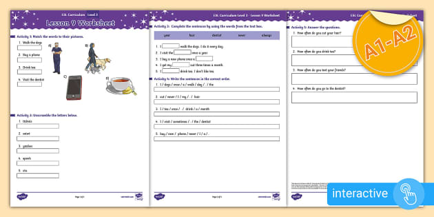 Esl Curriculum Level Lesson Interactive Worksheet