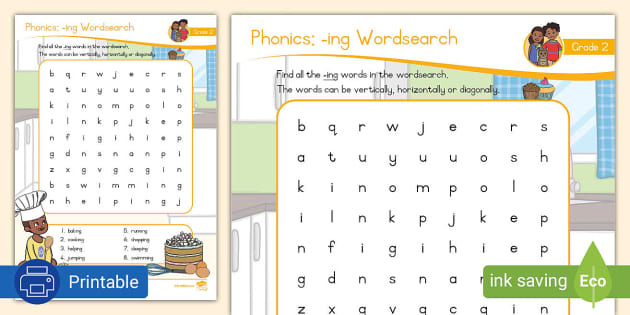 Grade Phonic Suffix Ing Wordsearch Teacher Made