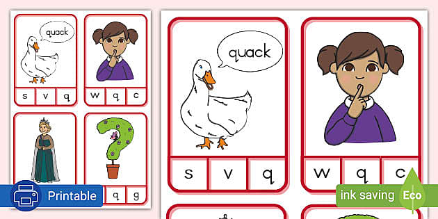 Grade R Phonics Letter Q Peg Card Lehrer Gemacht Twinkl