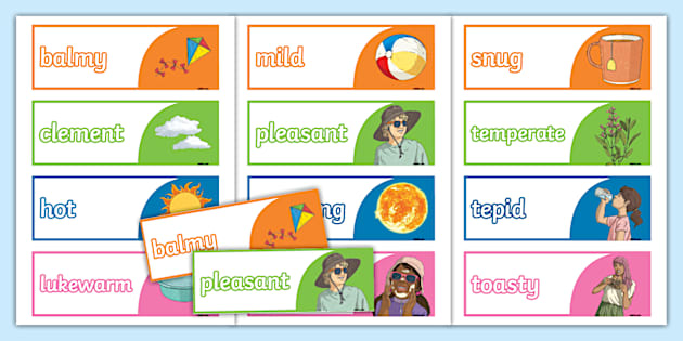 Warm Synonym Word Cards Teacher Made Twinkl